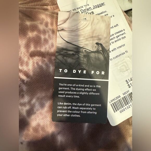 NWT New LULULEMON Warm Down Jogger Sweatpants Marble Tie Dye French Press MD3Y 8 - Picture 6 of 6